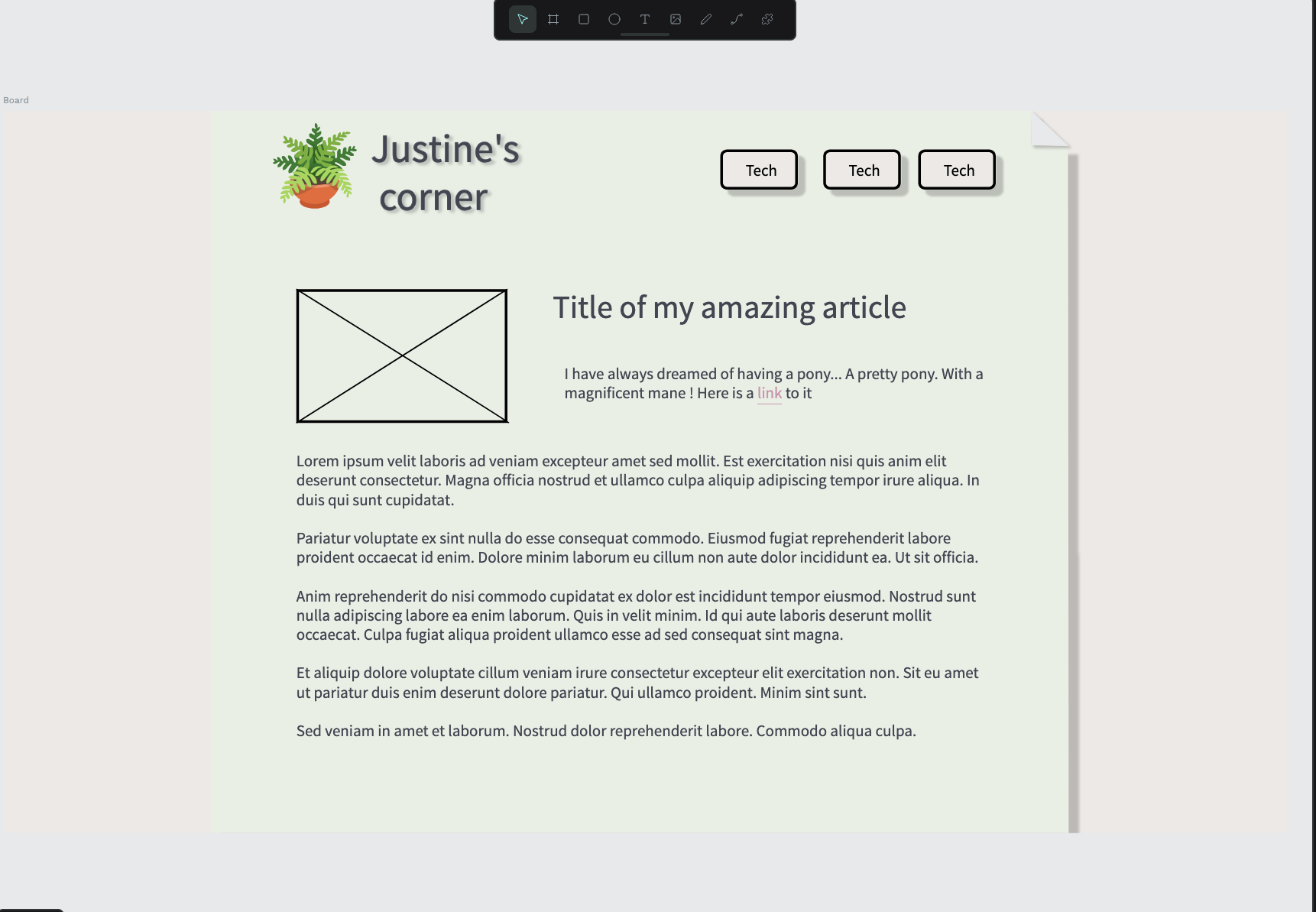 mockup of the website
